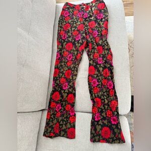 ROLLA'S Floral Boot Cut Pants - Black and Red